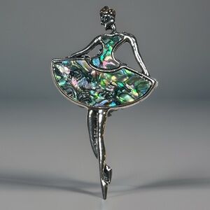 Ballerina Ballet Dancer Brooch Pin Rhinestone Crown Silver Tone Balletcore VTG